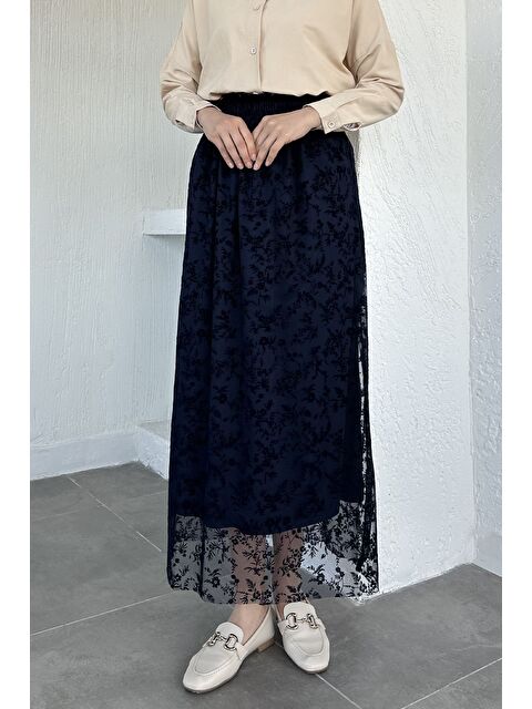 Julude Flok Baskılı Astarlı Tesettür Etek (38-40-42-44 Uyumldur)