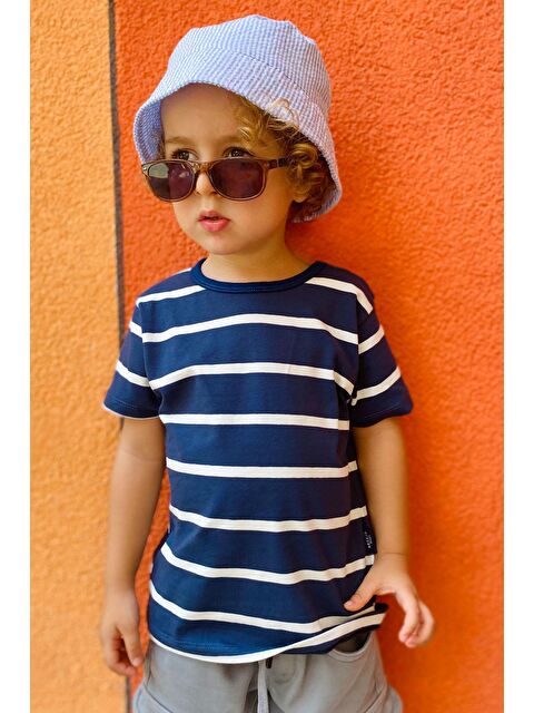Breeze Erkek Bebek Tişört Patlı Çizgili Lacivert (1-2 Yaş) - S000068385-21164