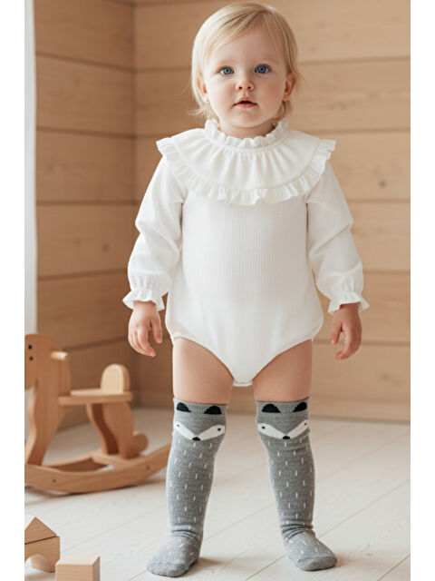 Parla Kids Kız Çocuk Tilki Desen Çorap / GRİ - S000466141-20600