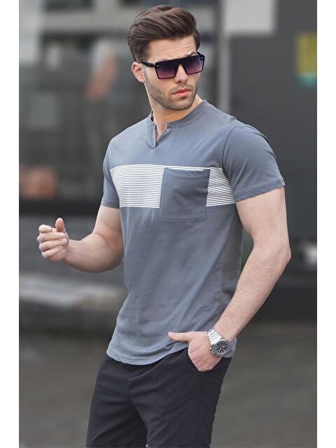 Madmext Füme Cep Detaylı Regular Fit Erkek %100 Pamuk Tişört 6094 - S000015934-33408