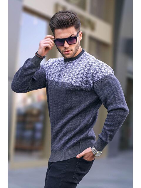 Madmext Antrasit Desenli Erkek Örme Kazak 5977 - S000030700-29666