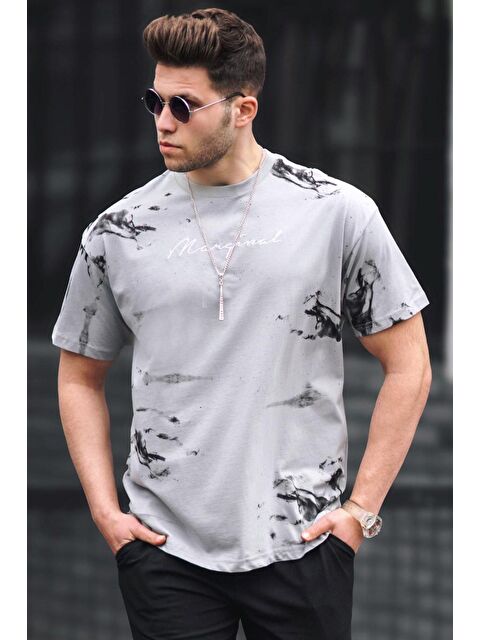 Madmext Gri Over Fit  Erkek %100 Pamuk Tişört 5207 - S000016112-20600