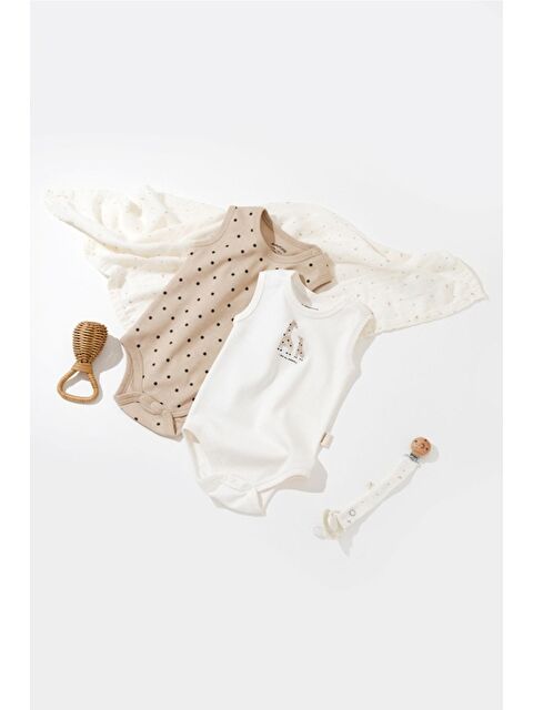 BabyCosy Organic  Organik Zürafa Desenli 2 Li Askılı Badi - S000103184-37264