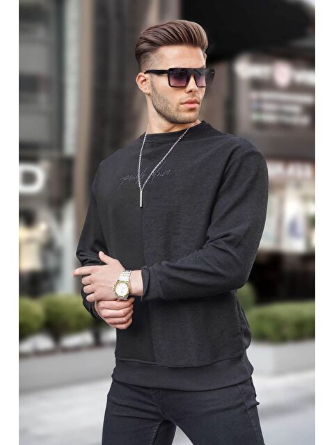 Madmext Siyah Basic Erkek Sweatshirt 6010 - S000062043-19351