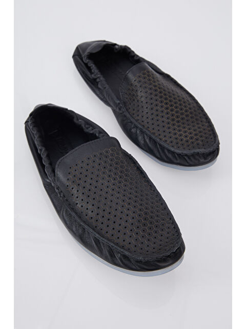 TONNY BLACK Erkek Siyah Arkası Lastikli Hakiki Deri Loafer - S000005519-19351