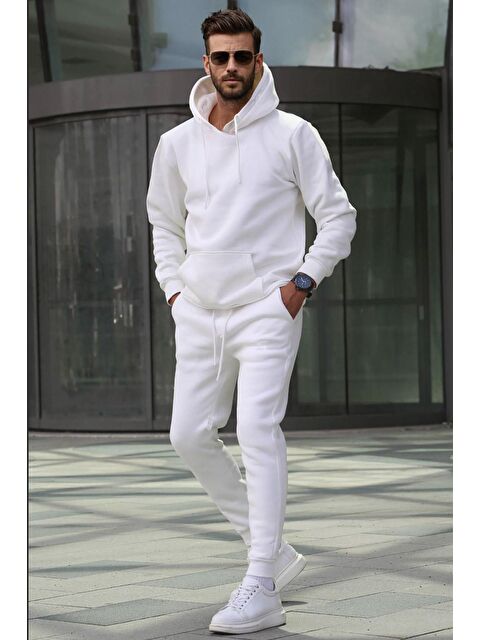 Madmext Ekru Kapüşonlu Basic Eşofman Takımı 5905