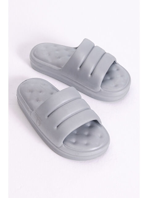 TONNY BLACK Kadın Gri Rahat Kalıp Dilimli Model Önü Açık Eva Terlik - S000011396-20600