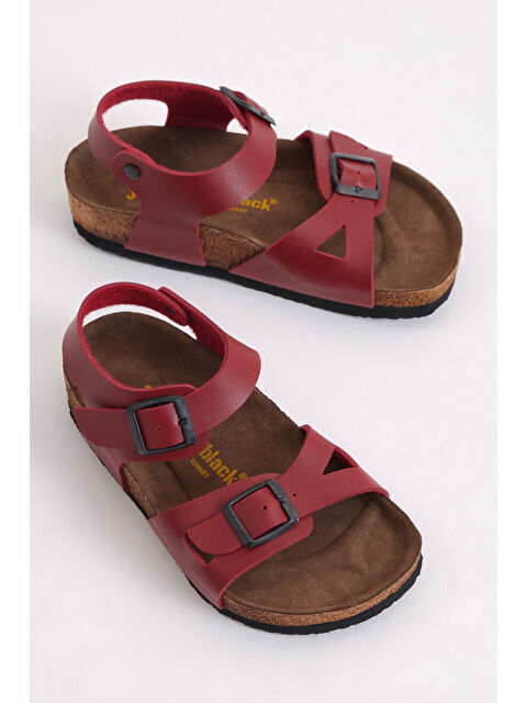 TONNY BLACK Çocuk Unisex Kırmızı Rahat Kalıp Poli Taban Çift Tokalı Sandalet - S000051403-20045