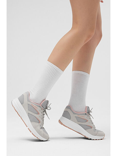 TONNY BLACK Unisex Buz Pudra Poli Taban Nefes Alabilen Kumaş Bağcıklı Spor Ayakkabı - S000052887-37284