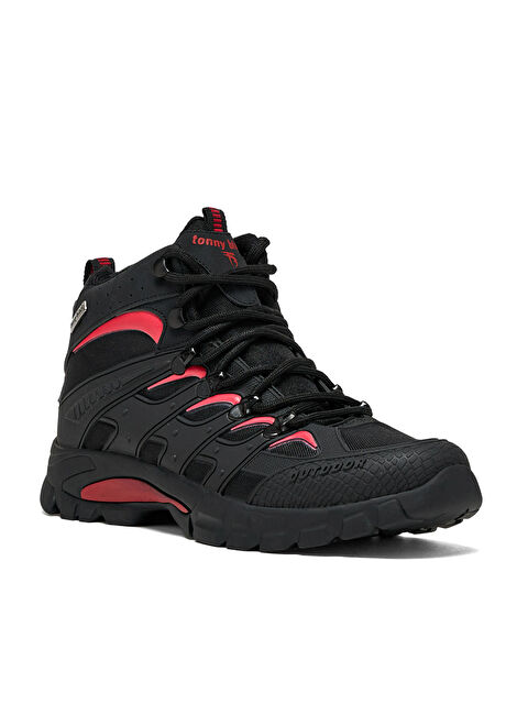 TONNY BLACK Unisex Siyah Kırmızı Rahat Kalıp Su İtici Özellikli Bağcıklı Unisex Bot - S000104068-37434