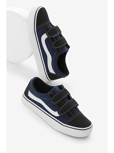 TONNY BLACK Çocuk Unisex Jean Mavi Kauçuk Taban Keten Cırtlı Spor Ayakkabı - S000210939-17234