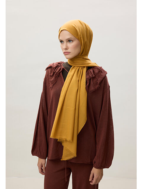 Fresh Scarfs İnce Pamuk Vual Şal Hardal