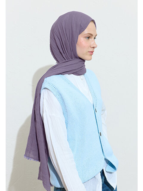 Fresh Scarfs Blueberry Smoothıe Pamuklu Keten Şal