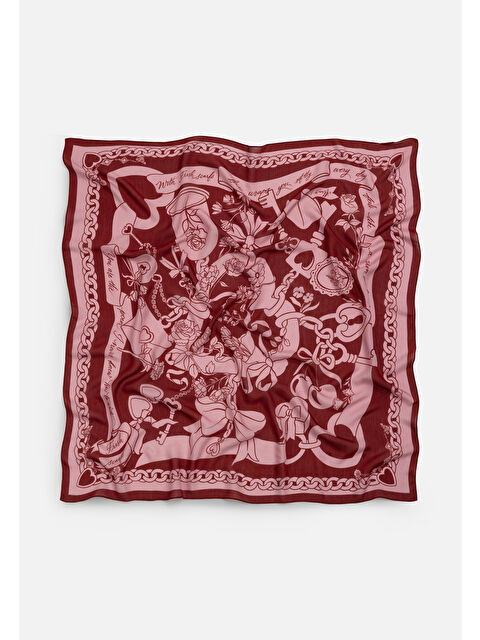 Fresh Scarfs Pınk Rose Eternal Love Desen Floş Viskon Eşarp
