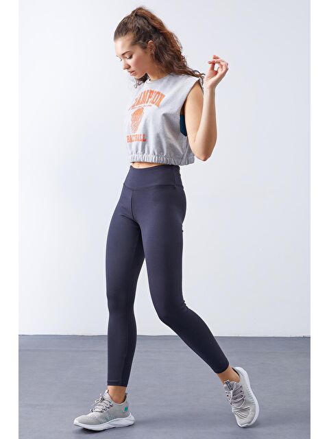 Tommylife Antrasit Yüksek Bel Termal Slim Fit Dar Paça Kadın Tayt - 94577 - S000032287-29666