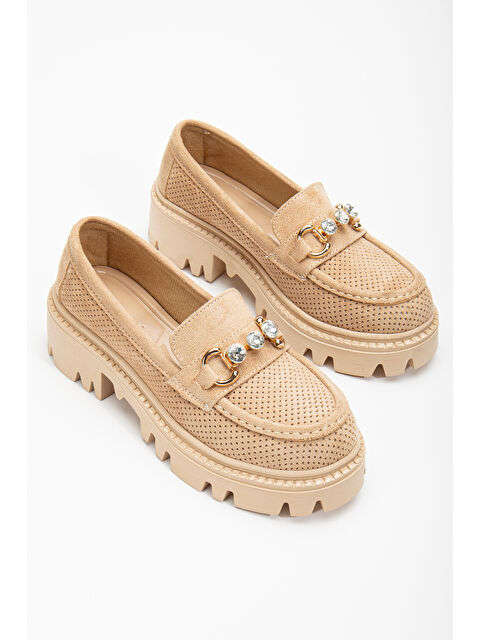 TONNY BLACK Kadın Nude Süet Rahat Kalıp Önü Tokalı Kalın Taban Loafer - S000159294-26411
