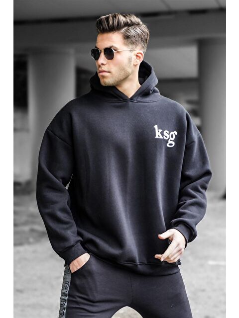 Madmext Siyah Oversize  Erkek Hoodie 5337 - S000062077-19351