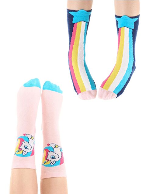 Denokids Rainbow Star Kız Çocuk 2li Soket Çorap Takım - S000027037-23173