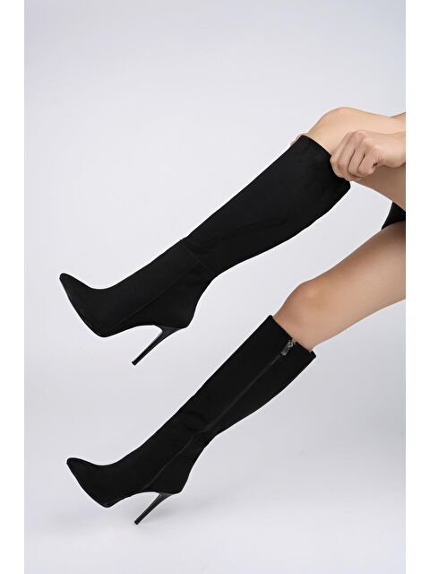 Muggo Floransa Kadın İnce Topuklu Sivri Burun Yandan Fermuarlı Çizme - S000076371-37421