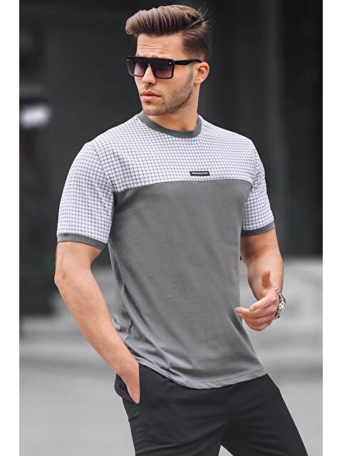 Madmext Füme Kazayağı Desenli Erkek %100 Pamuk Tişört 6103 - S000015952-33408