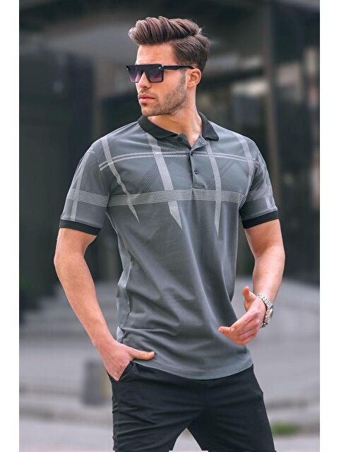 Madmext Füme Desenli Polo Yaka Erkek Tişört 6080 - S000015984-20063