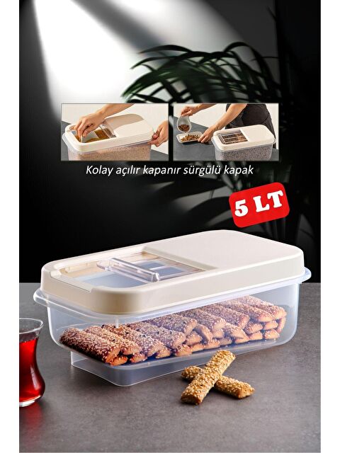 Nandy Home MultiBox 5 Lt Kolay Kayar Kapaklı Çok Amaçlı Erzak, Bakliyat vs. Saklama Kabı - S000012678-23173