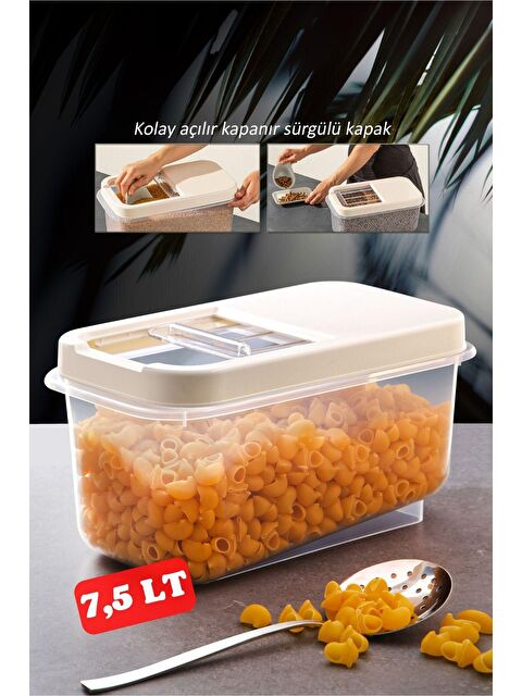 Nandy Home MultiBox 7,5 Lt Kolay Kayar Kapaklı Çok Amaçlı Erzak, Bakliyat vs. Saklama Kabı - S000012681-23173