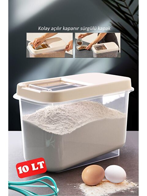 Nandy Home MultiBox 10 Lt Kolay Kayar Kapaklı Çok Amaçlı Erzak, Bakliyat vs. Saklama Kabı - S000012685-23173