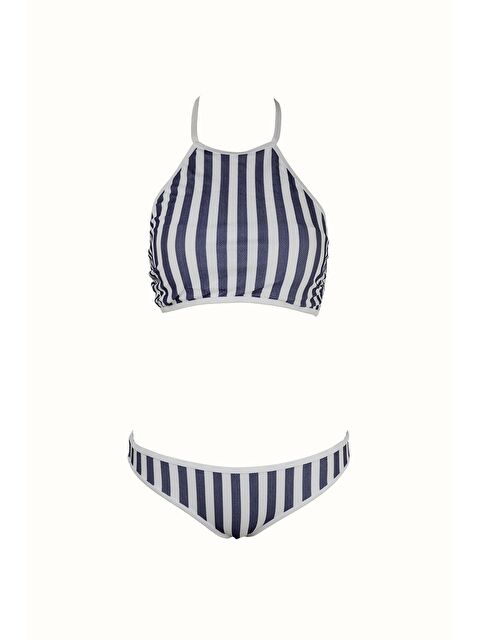 C&City Kadın Varsiti Boyundan Bağlı Halter Bikini Takım 00252 Beyaz - S000216820-20063