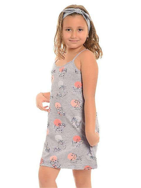 Little Frog Kids Pamuklu İnce Askılı Desenli Kız Çocuk Tunik - S000077877-20600