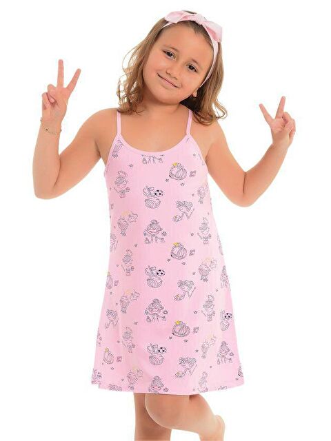 Little Frog Kids Pamuklu İnce Askılı Desenli Kız Çocuk Tunik - S000077879-20024