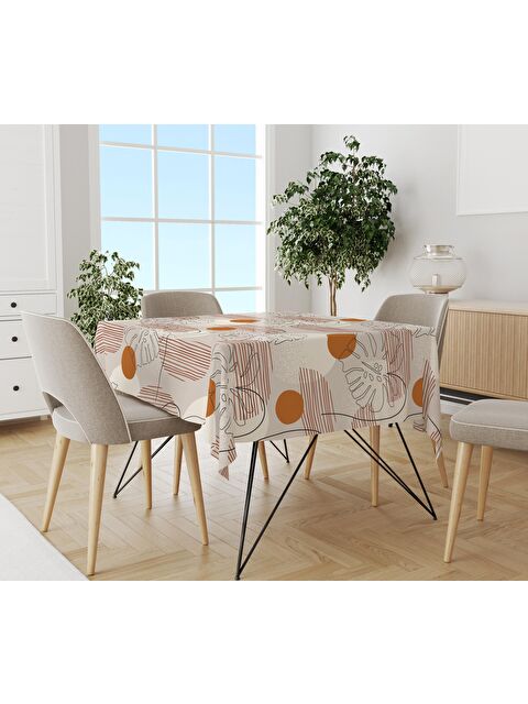 Evmila Yaprak Desenli Masa Örtüsü Sarı 140x140 cm - S000041724-23173