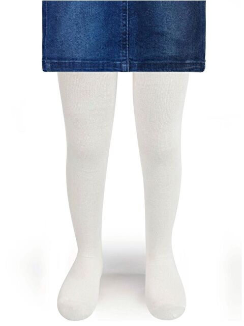 Civil Girls Düz Desenli 3-11 Yaş Çocuk Kız Külotlu Çorap - Ekru 3-4 Yaş - S000198093-19965