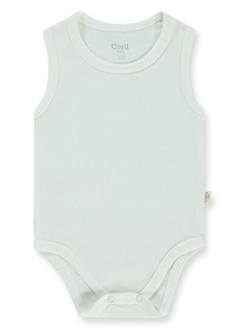 Civil Baby Düz Sıfır Kol 12-36 Ay Çıtçıtlı Badi - Beyaz 12-18 Ay - S000203555-20063