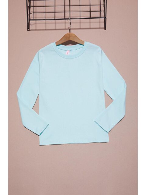 Pembe Life Kids Club Su Yeşili Uzun Kollu Kız Çocuk Düz Sweatshirt 16424 - S000051631-20054