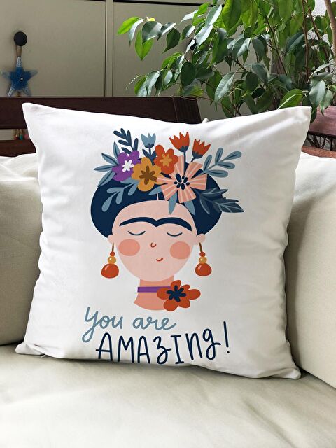 Evmila Kadife Doku Çift Taraf Baskılı Çiçek Desen 43x43 cm Tekli Kırlent Kılıfı - S000021754-23173