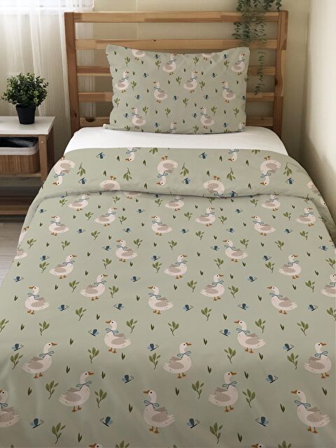 Evmila Hayvan desen çift taraf baskılı tek kişilik/çocuk nevresim seti  160x220 cm - S000021761-23173