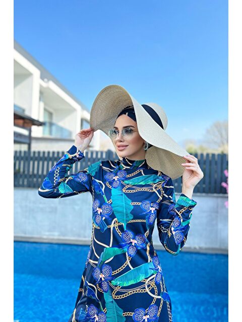 Remsa Mayo Liralı Tam Kapalı Tesettür Mayo Zincir Orkide R058 Zişan - S000107039-21164