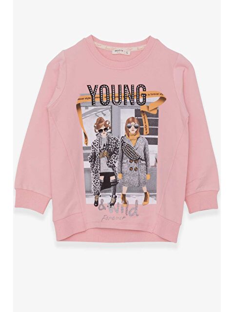 Breeze Kız Çocuk Sweatshirt Dostluk Temalı Pudra (6-10 Yaş) - S000022564-23490