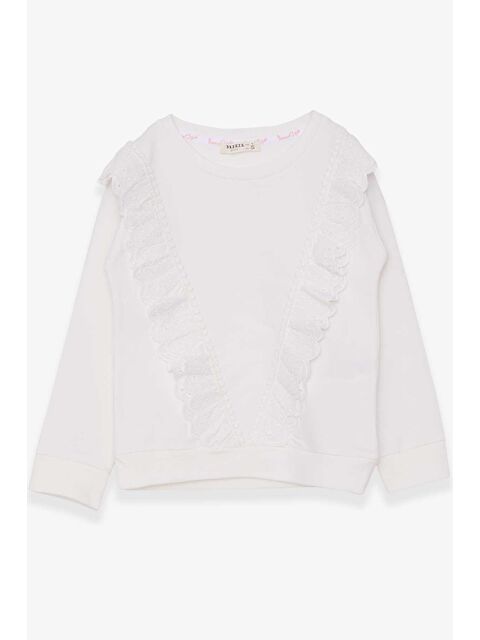 Breeze Kız Çocuk Sweatshirt Güpürlü Ekru (4 Yaş) - S000022388-19965