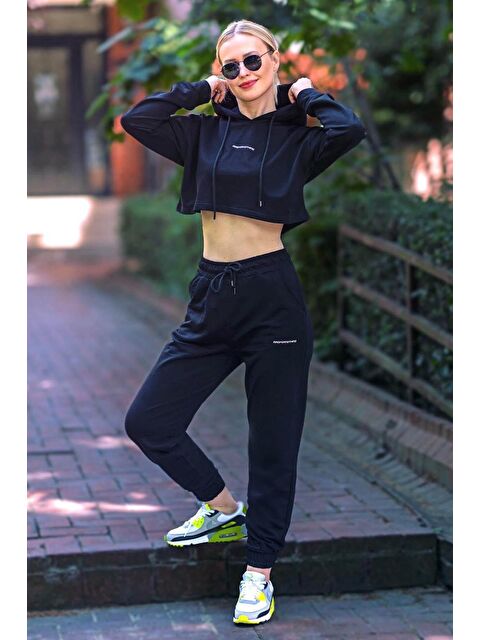 Madmext Siyah Kapüşonlu Kadın Eşofman Takımı Mg465-3 - S000030708-19351