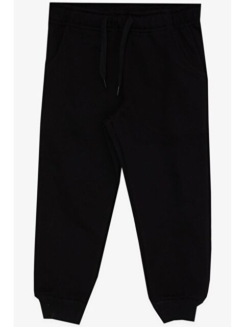 Breeze Erkek Çocuk Eşofman Altı Cepli Beli Lastikli Bağcık Aksesuarlı Siyah (1-4 Yaş) - S000068381-19351