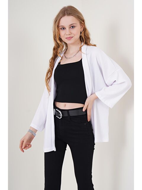 Bigdart 5862 Örme Kimono - Beyaz - S000089758-20063