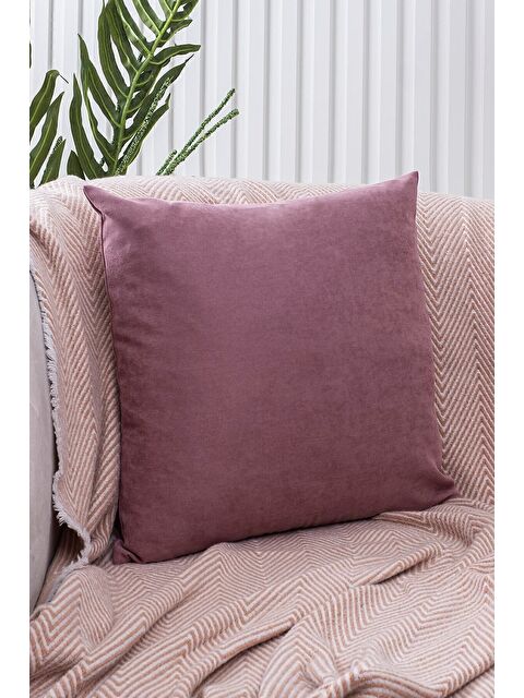 Asdiva Panoroma Süet Dokulu Düz Punch (Panç) İçin Uygun Pudra 50X50 Dekoratif Kırlent Kılıfı - S000452529-7152