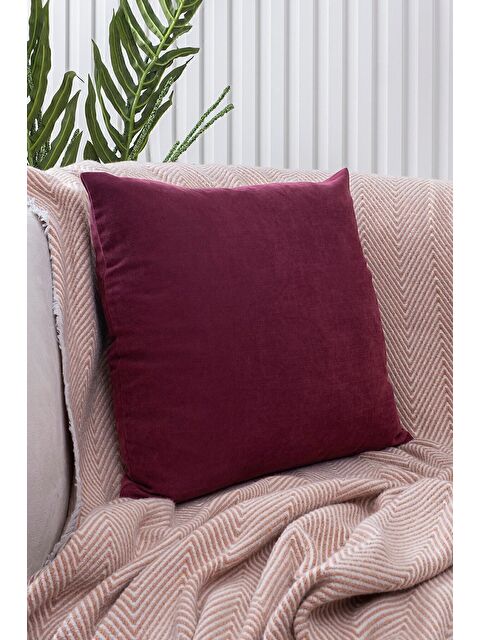 Asdiva Panoroma Süet Dokulu Düz Punch (Panç) İçin Uygun Mürdüm 50X50 Dekoratif Kırlent Kılıfı - S000452529-20036