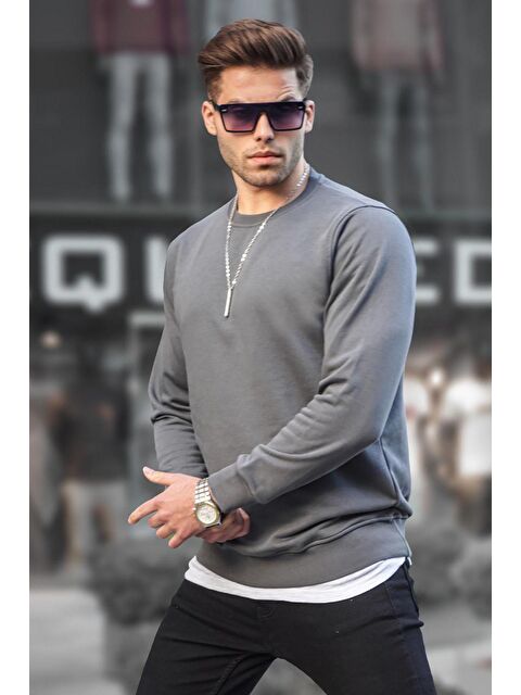 Madmext Füme Basic Bisiklet Yaka Erkek Sweatshirt 6047 - S000061705-33408