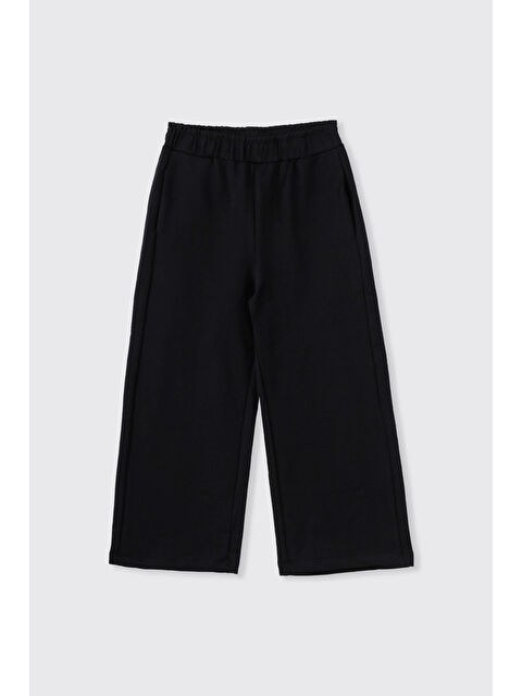 Panço Kız Çocuk Bol Paça Cepli Beli Lastikli Siyah Eşofman Altı - S000421787-19351