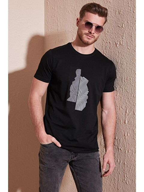 Buratti Baskılı Bisiklet Yaka %100 Pamuk Slim Fit Tişört 646B3920 - S000012097-19351