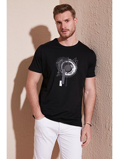 Buratti Baskılı %100 Pamuk Slim Fit Bisiklet Yaka Tişört 646B3860 - S000012106-19351