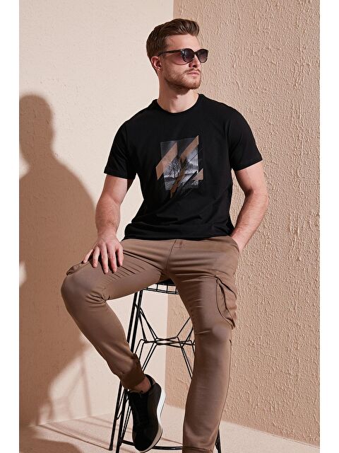 Buratti Baskılı %100 Pamuk Bisiklet Yaka Slim Fit Tişört 646B3890 - S000012109-19351